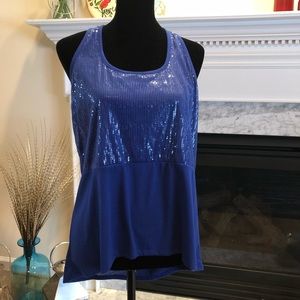 Weavers Blue Sequin Tank Top